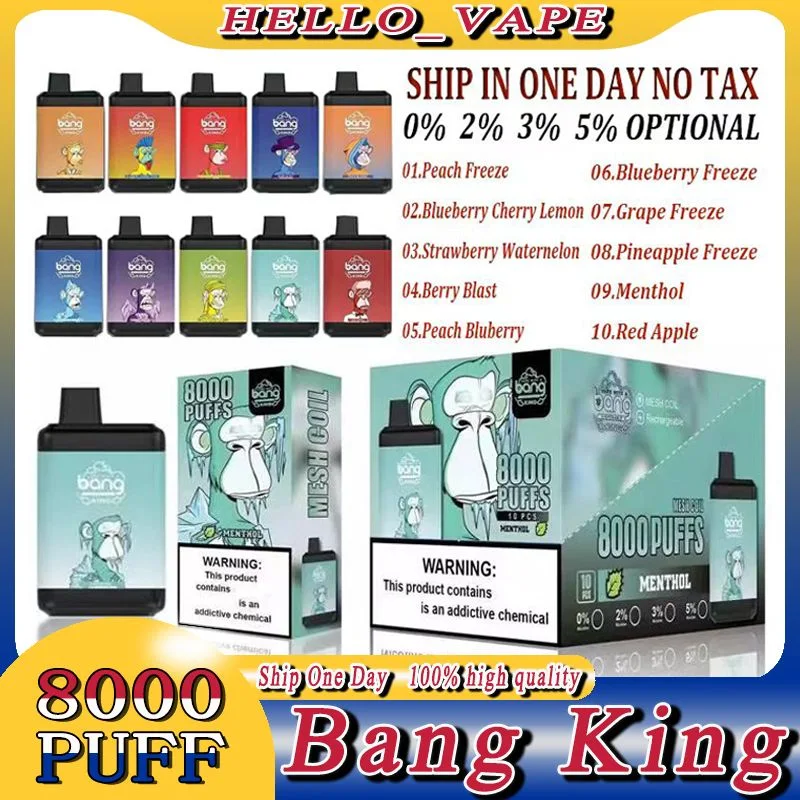 High Quality Disposable Vape Bang King 8000puffs 16ml Ejuice 950mAh Rechargeable Ecigarette