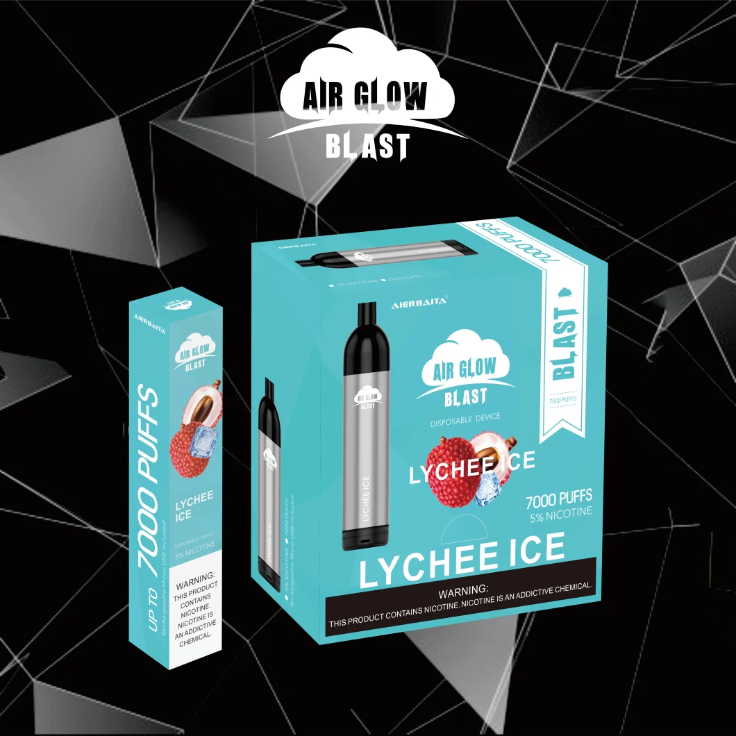 Shenzhen Factory Price 16.0ml Cartridge Rechargeable 7000puffs Electronic Cigarette Air Blast Disposable Vape